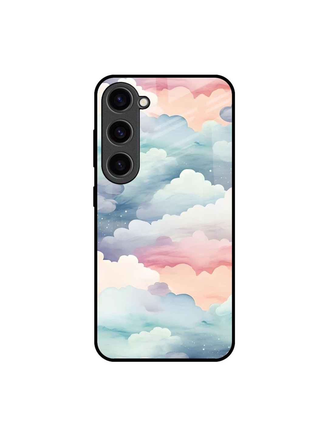 QRIOH Starry Cloud Printed Lightweight Silicone Samsung Galaxy S23 5G Glass Back Case