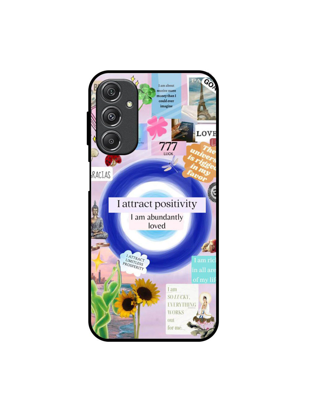 QRIOH Positivity Fusion Printed Samsung Galaxy M34 5G Back Case Mobile Accessories