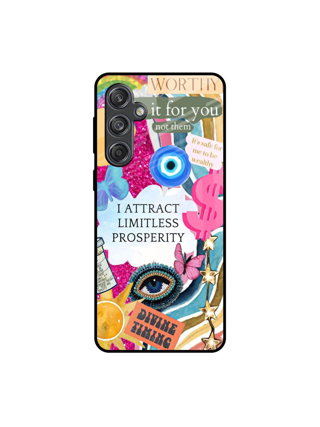 QRIOH Inner Strength Printed Lightweight Silicone Samsung Galaxy M55 5G Glass Back Case