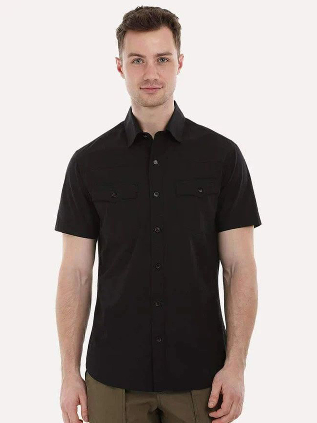 BASE 41 Men Custom Fit Solid Spread Collar Casual Shirt