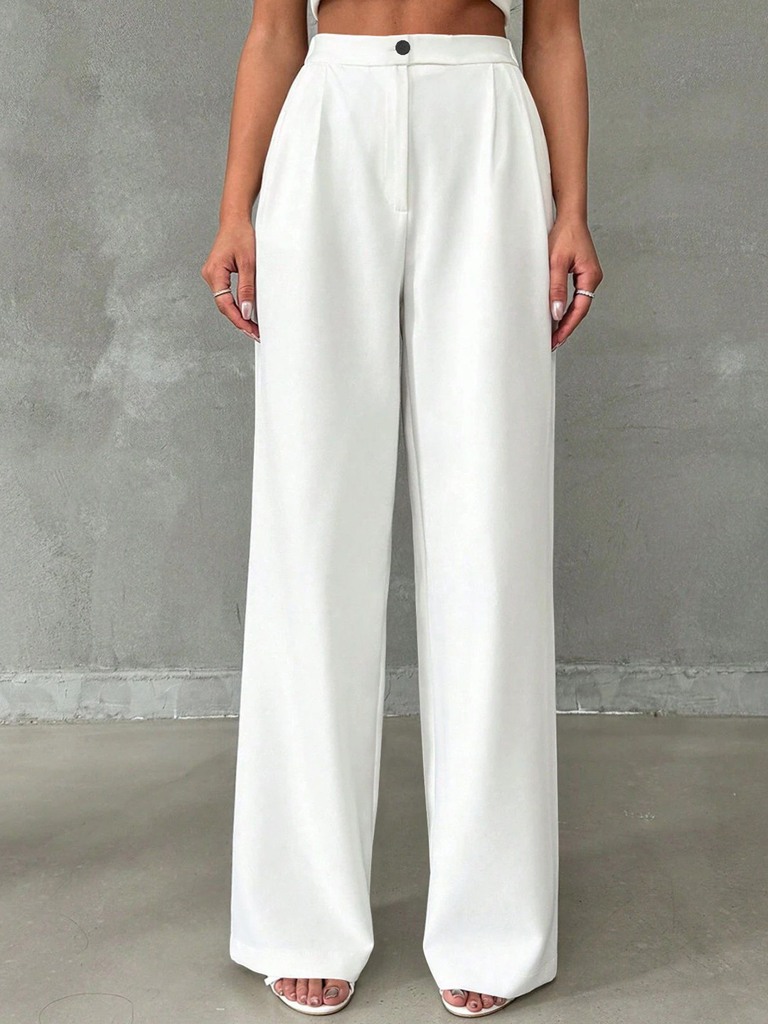 BAESD Women Relaxed Straight Leg High-Rise Trousers