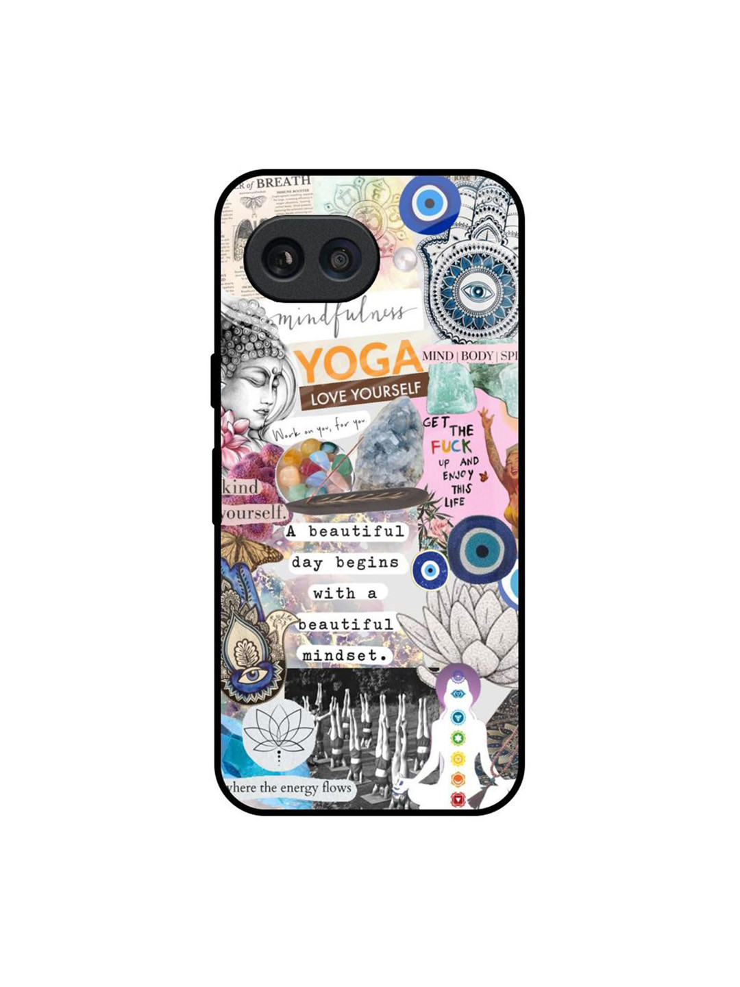 QRIOH Divine Flow Printed Google Pixel 9A Glass Back Case Mobile Accessories