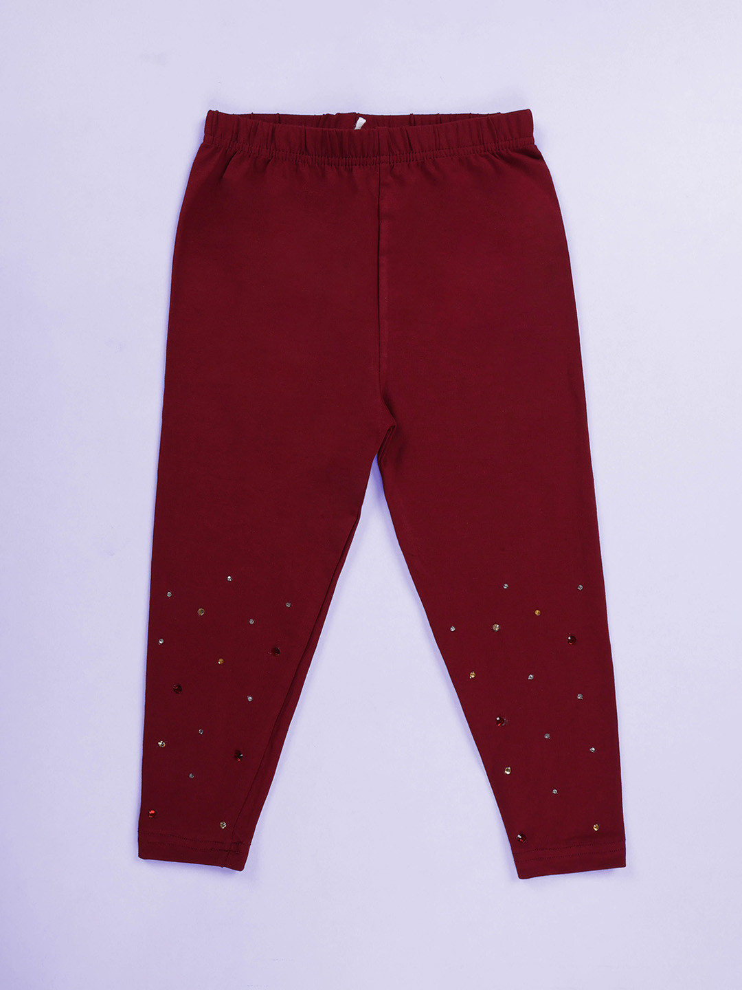 KiddoPanti Girls Mid-Rise Ankle-Length Leggings With Stones