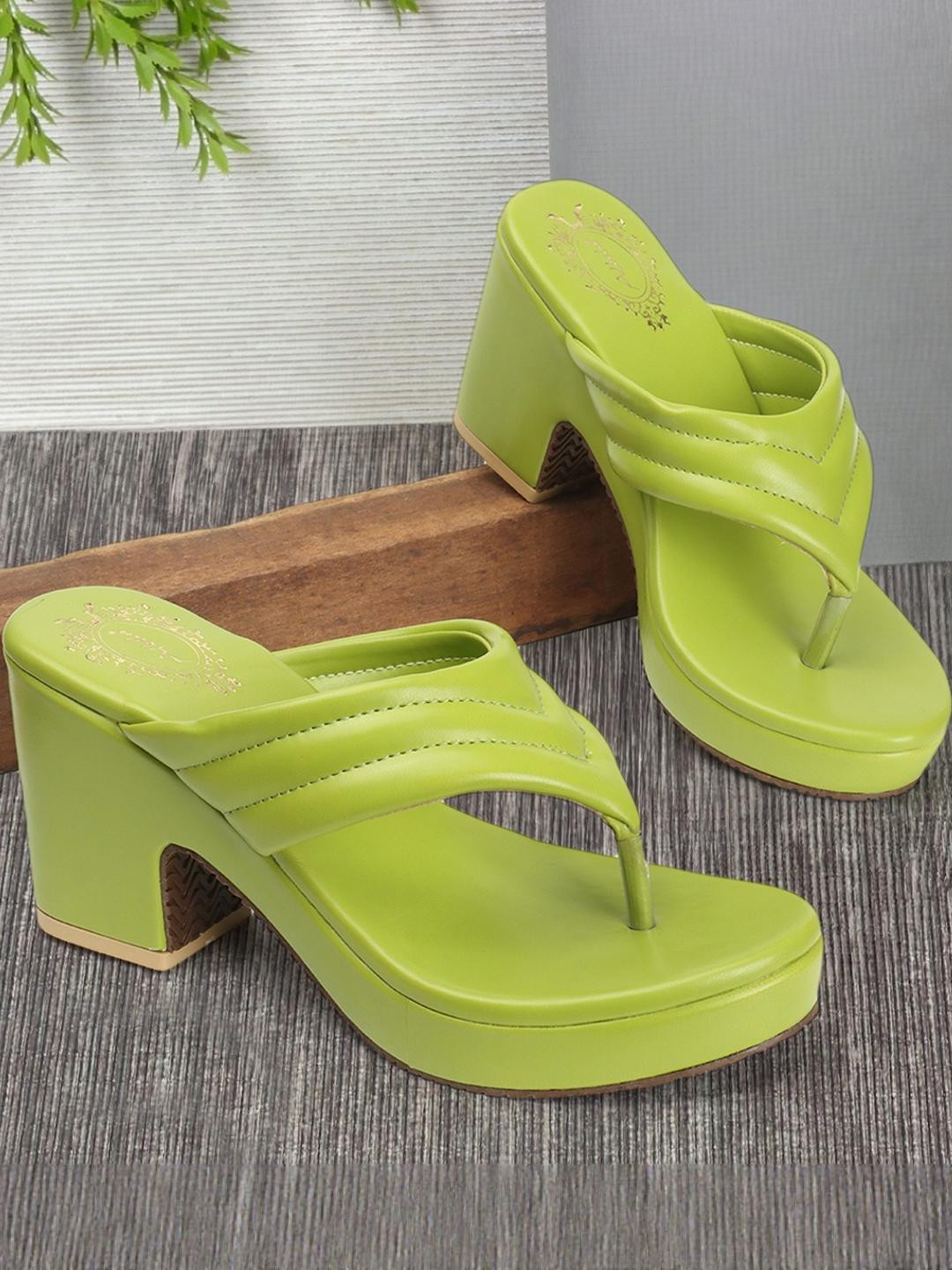 ALBELA Women Green Synthetic Sandals