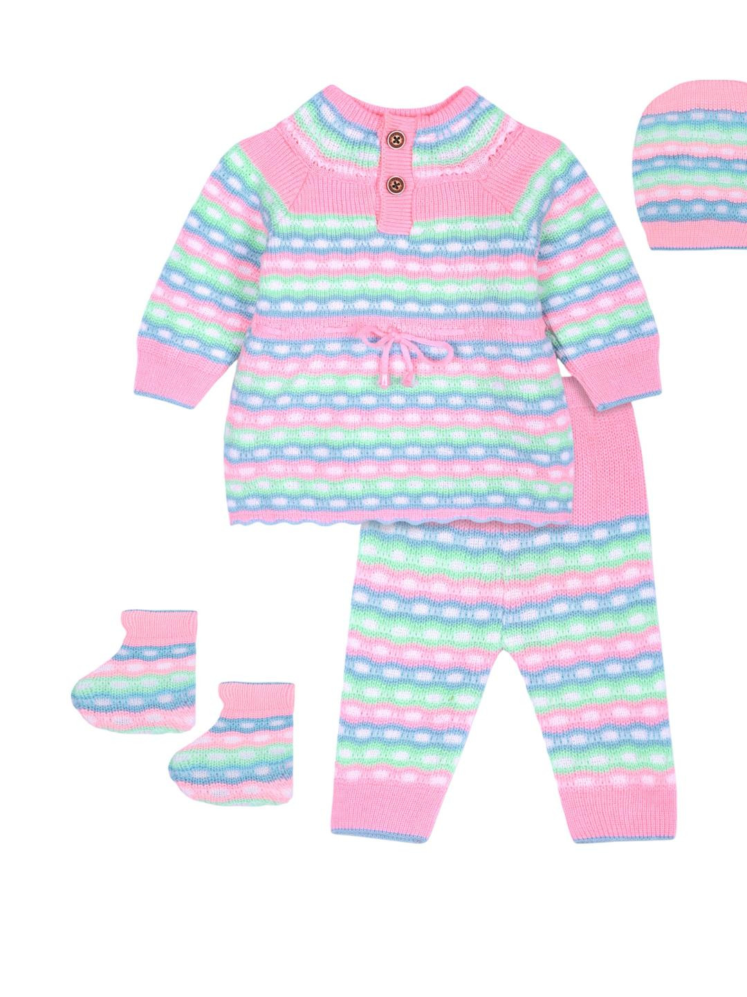 toyific Girls Woollen Pullover Sweaters With Booties & Cap