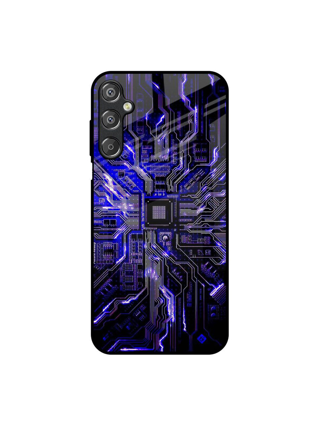 QRIOH Techno Pattern Printed Lightweight Silicone Samsung Galaxy F15 5G Glass Back Case
