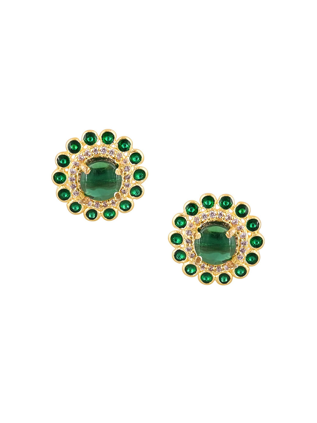 House of Pataudi Men Gold-Plated Stone Studded Round Cufflinks