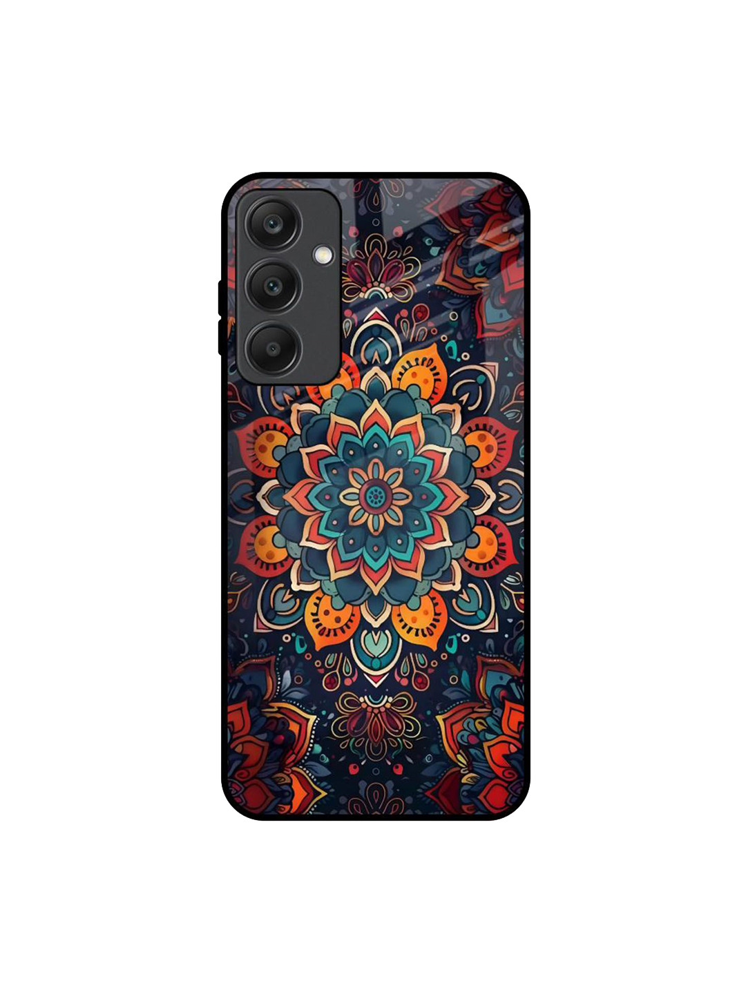 QRIOH Floral Printed Samsung Galaxy A25 5G Boho Orbit Glass Back Case Mobile Accessories