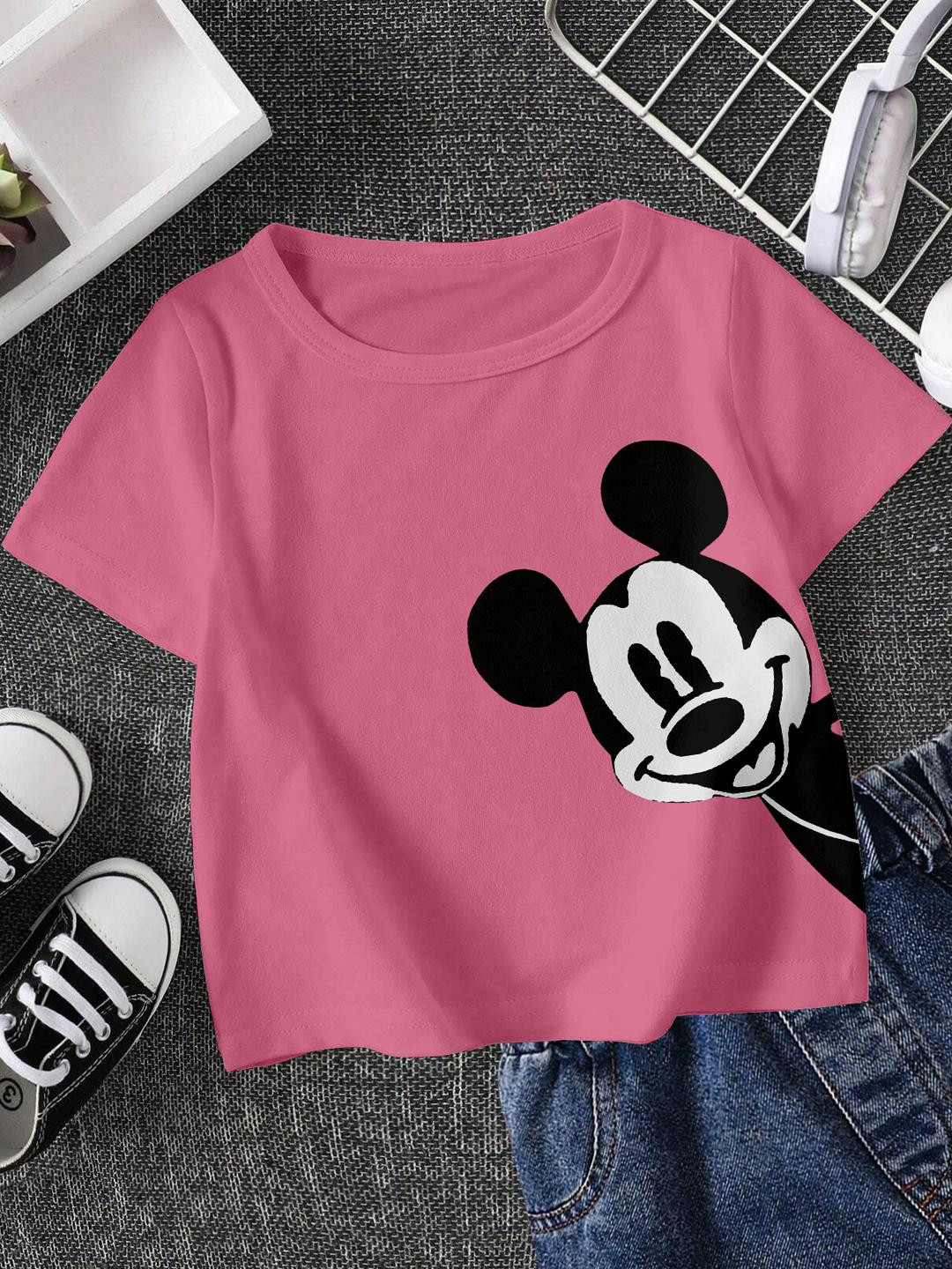 FIONAA TRENDZ Kids-Unisex Pink Cotton Tshirts