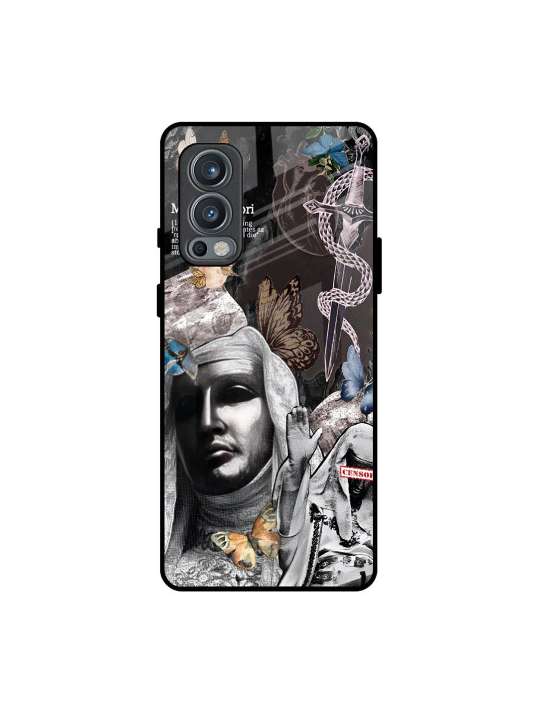 QRIOH Shadowfly Printed Oneplus Nord 2 Glass Back Case Mobile Accessories
