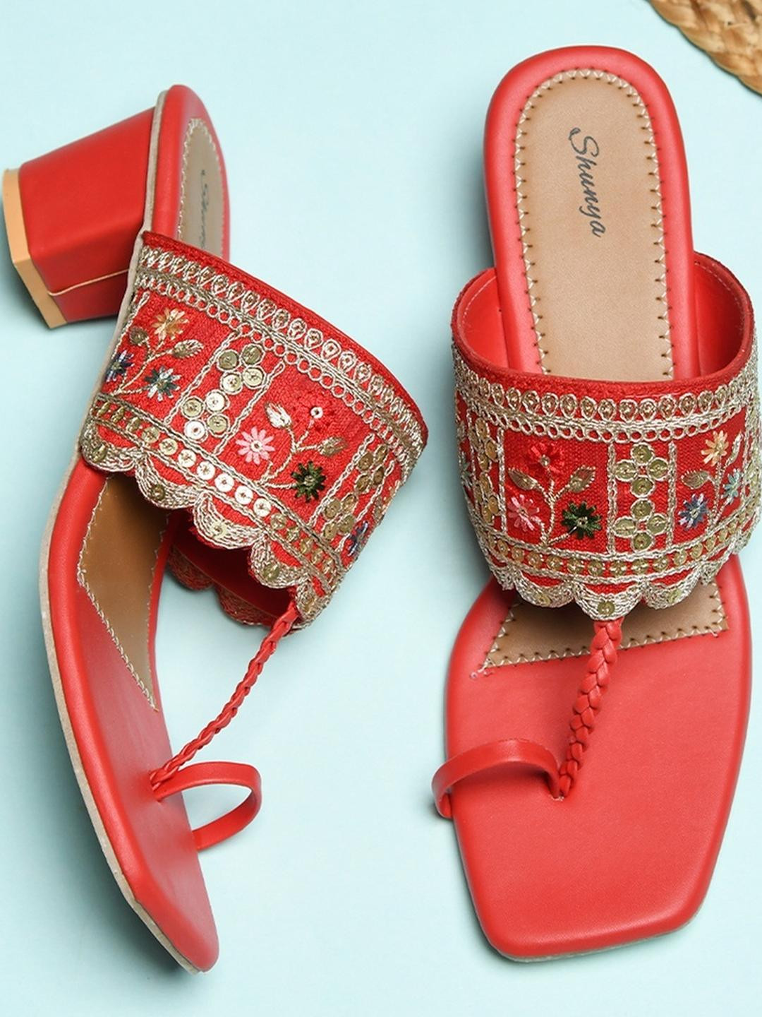 SHUNYA FOOTWEAR Women Red Synthetic Comfort Sandals