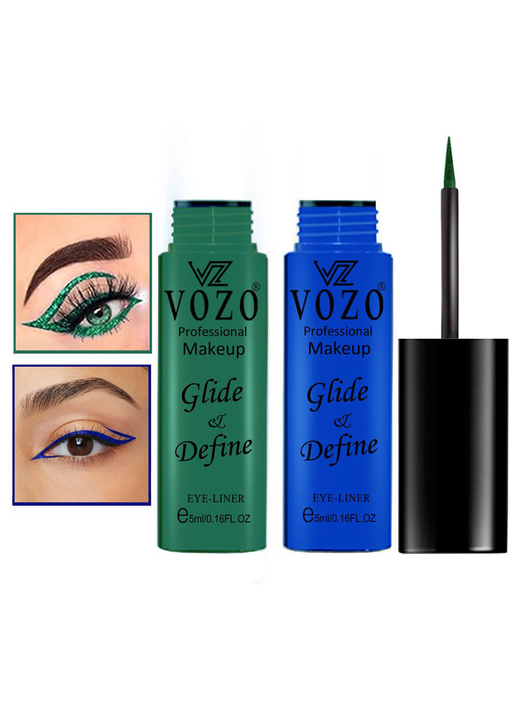 VOZO Set Of 2 Glide & Define Infusion Essential Liquid Eyeliner - 5 ml Each- Shade- 05- 08