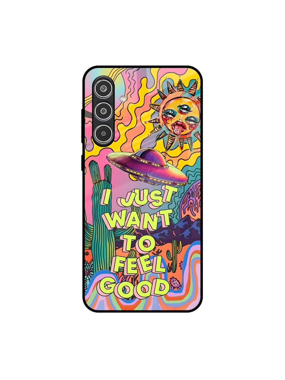 QRIOH Space Trip Printed Lightweight Silicone Samsung Galaxy A36 5G Glass Back Case