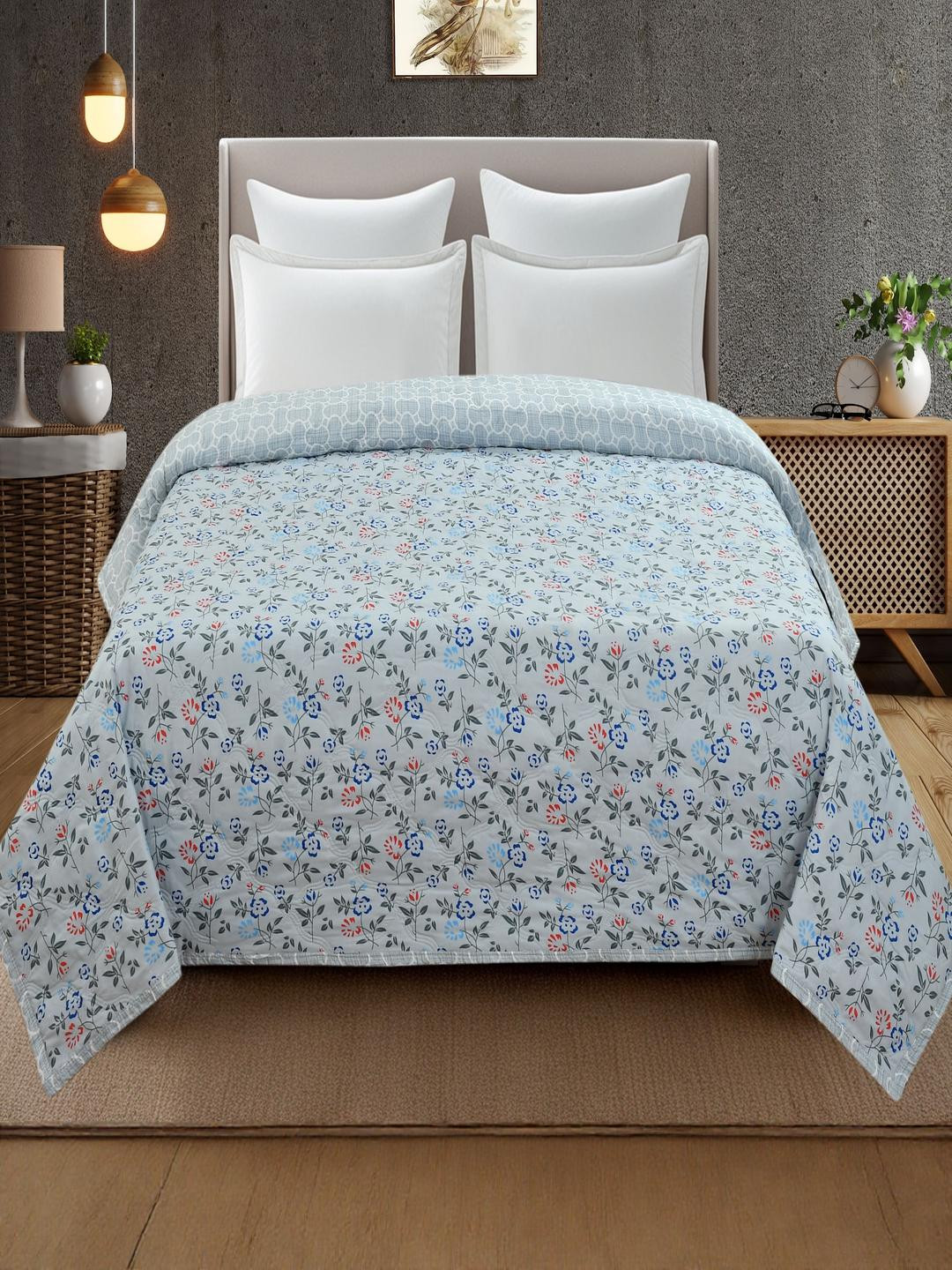 Harbell Home Blue Floral AC Room 120 GSM Double Bed Comforter