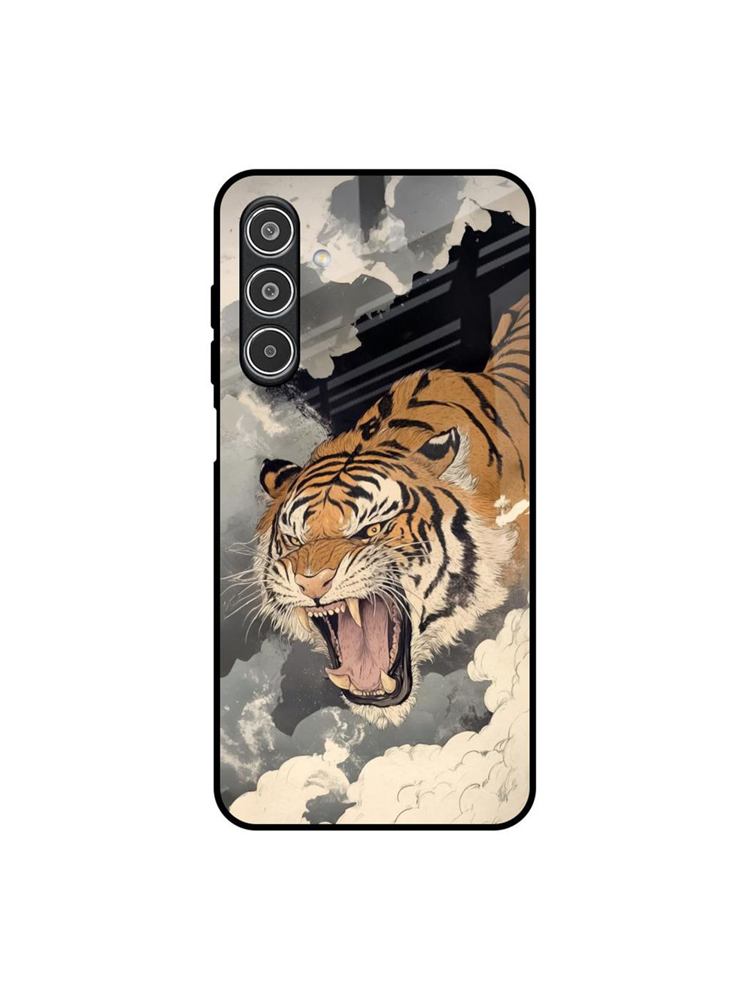 QRIOH Raging Tiger Printed Glass Samsung Galaxy A26 5G Glass Back Case Mobile Accessories