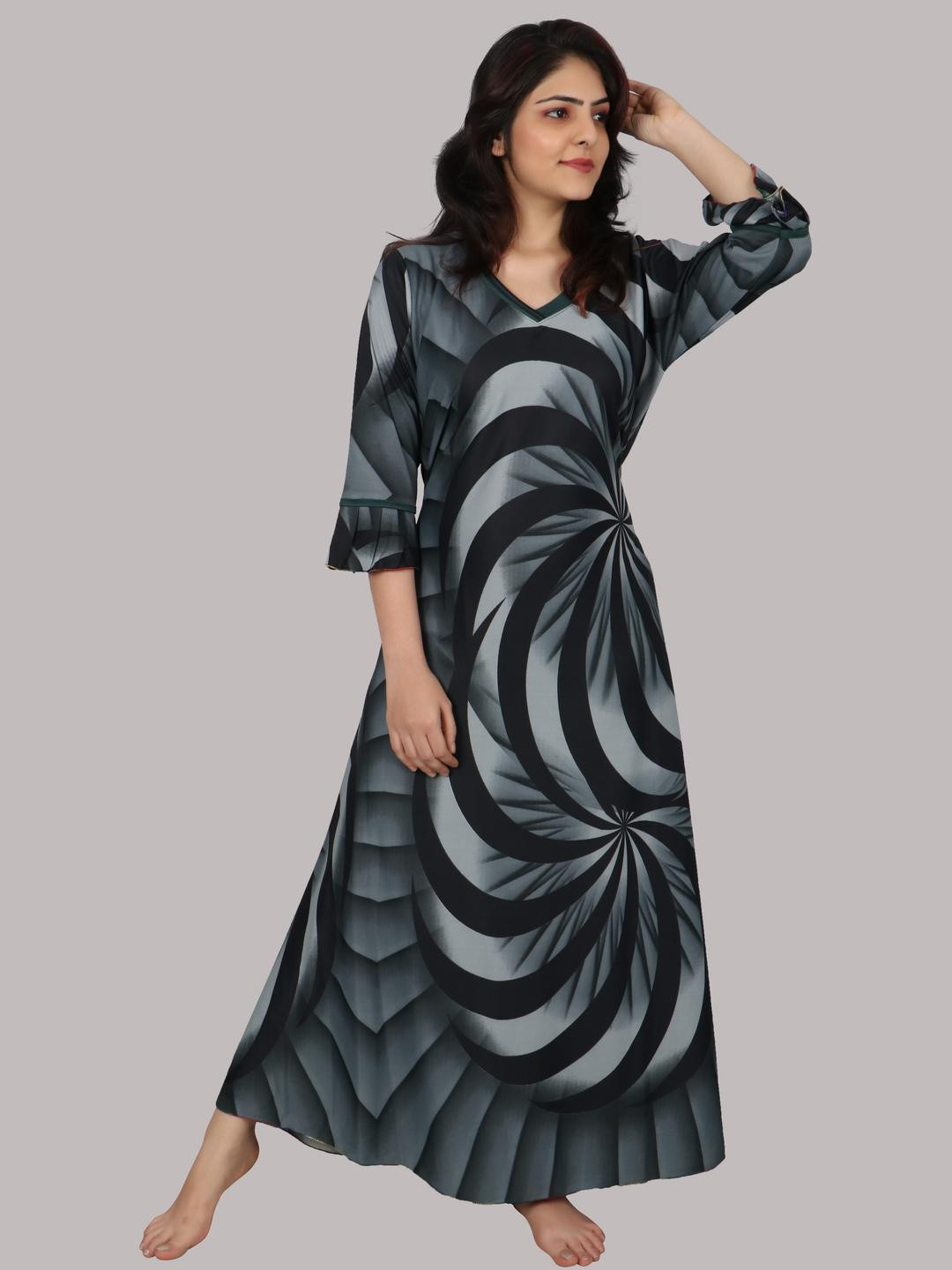 PURSA Women Multi Satin Nightdress