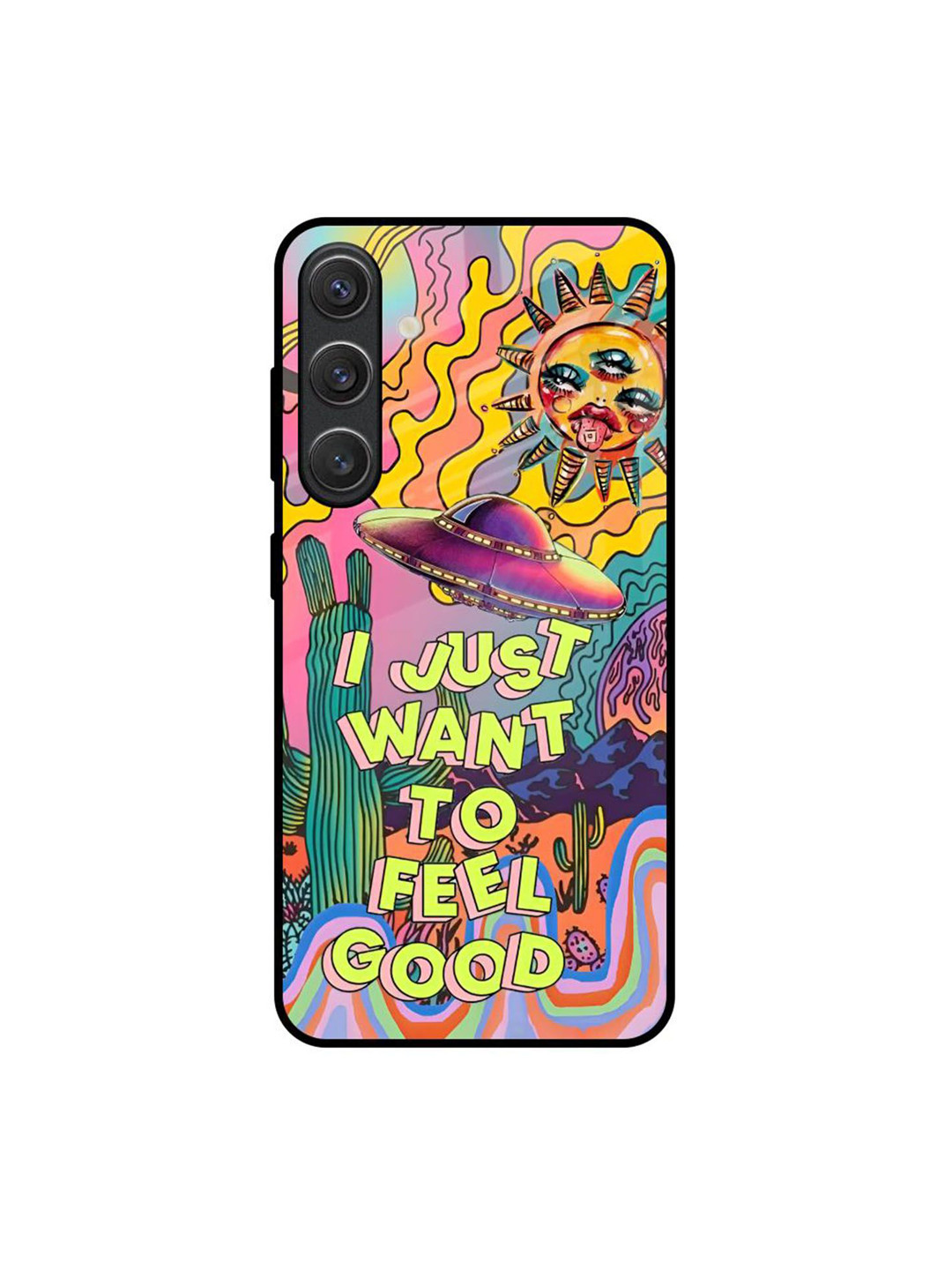 QRIOH Space Trip Printed Lightweight Silicone Samsung Galaxy S25 5G Glass Back Case