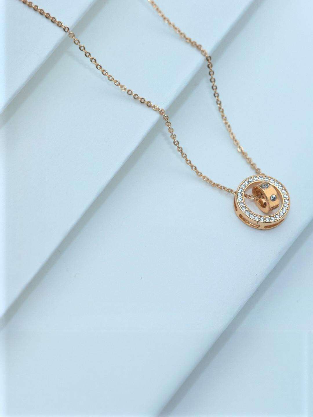 The Aira Bling Rose Gold Stainless Steel Necklace