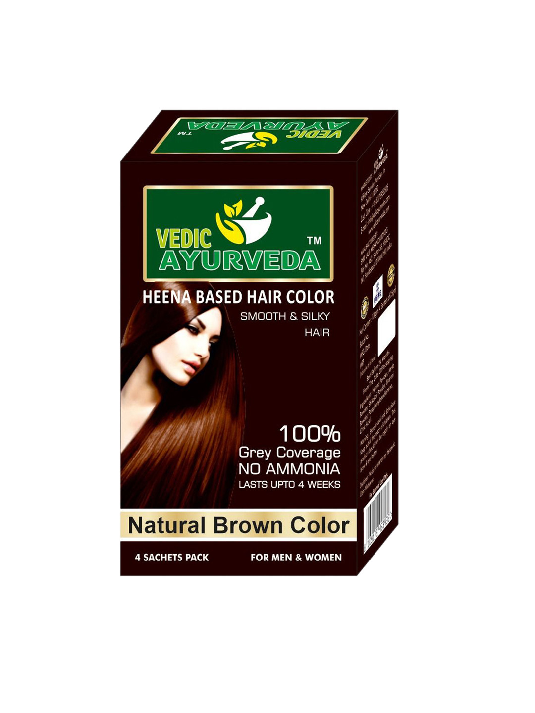 VEDICAYURVEDA Henna Based Ammonia Free Hair Color - 100 g - Brown