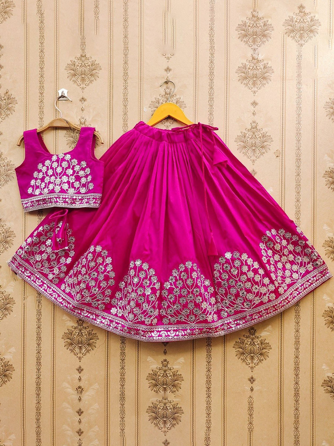 BAESD Girls Floral Embroidered Zari Ready to Wear Lehenga & Choli