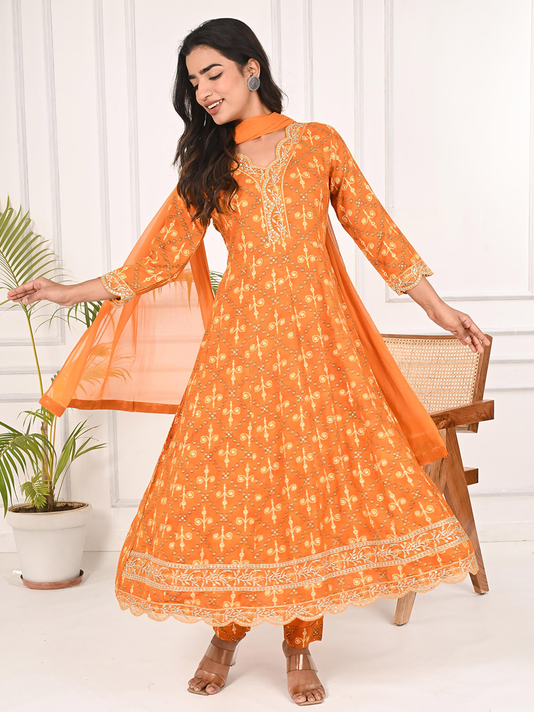 INDULI Women Ethnic Motifs Printed Kurta with Trousers & Dupatta