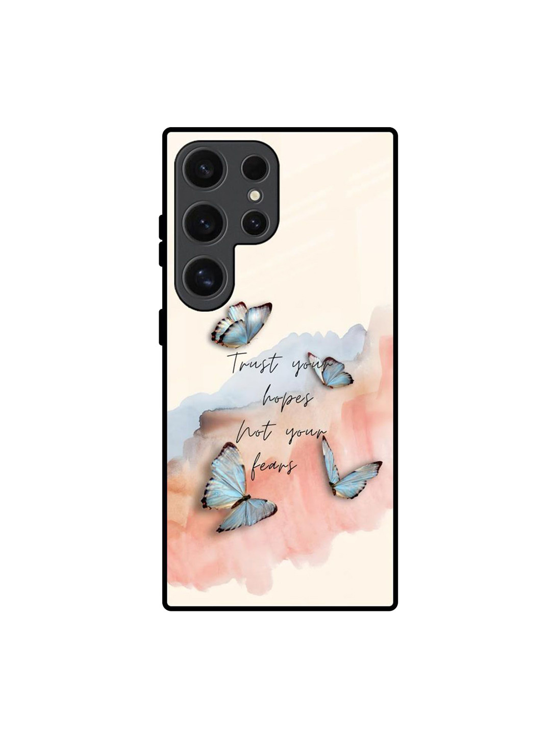 QRIOH Beige & Blue Printed Silicone Samsung Galaxy S24 Ultra 5G Back Case