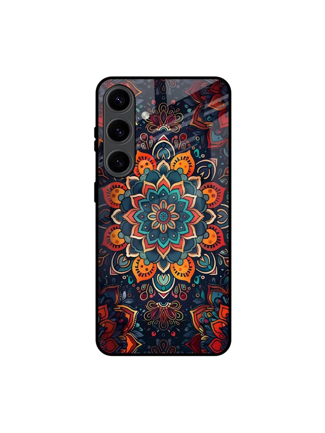 QRIOH Boho Orbit Printed Lightweight Silicone Samsung Galaxy S24 5G Glass Back Case