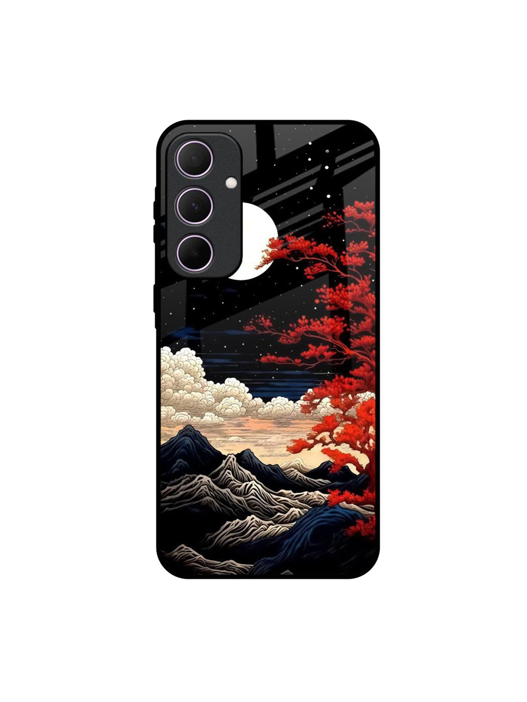 QRIOH Scarlet Serenity Printed Sleek & Lightweight Silicone Samsung Galaxy A35 Back Case