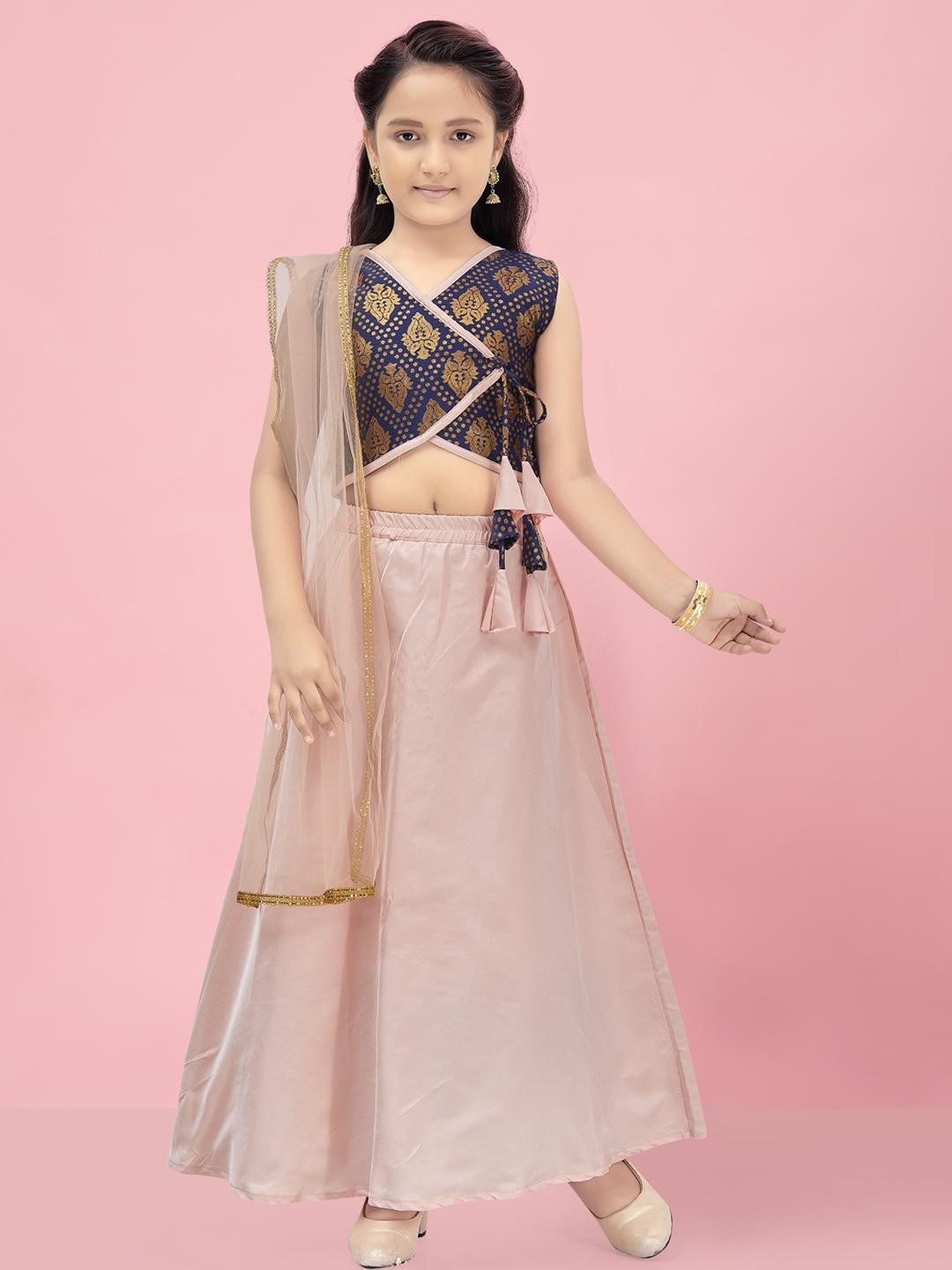 Sangria Girls Navy Blue Silk Lehenga Choli
