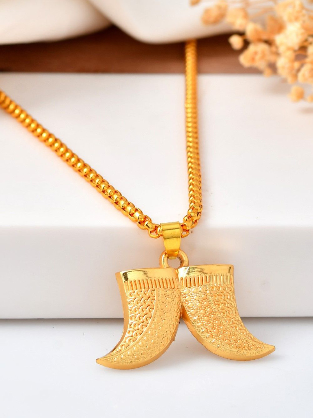 AGARWALPRODUCT Unisex Stainless Steel Lord Pushpa Pendant With Chain