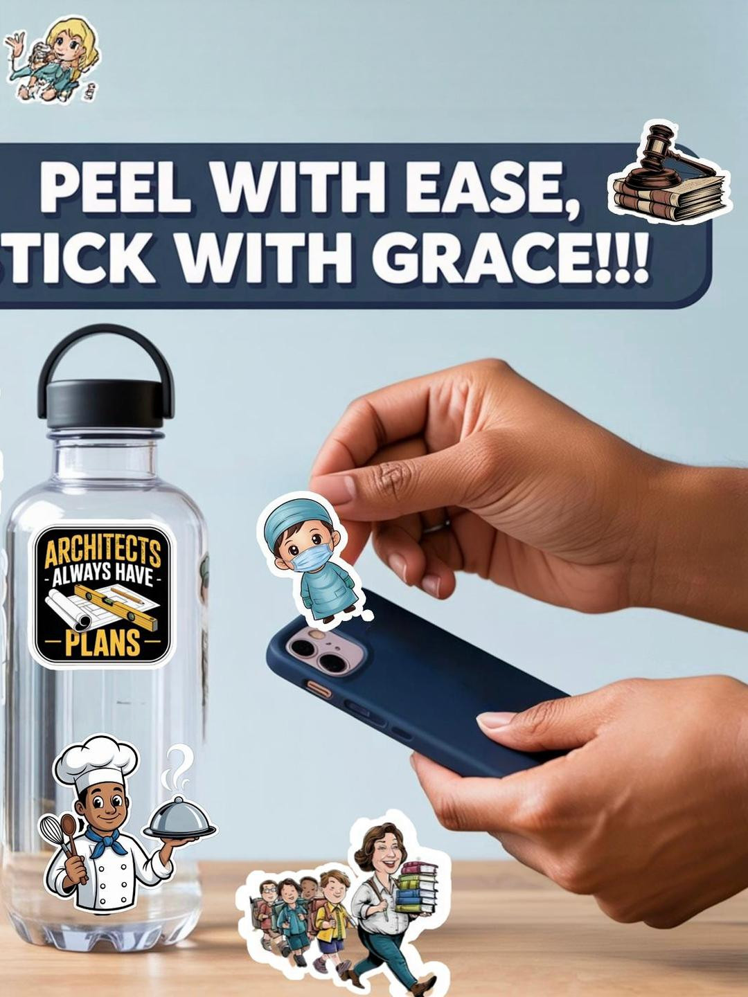 PRINTING DADDY Set Of 60 Cartoon Characters Wall Stickers