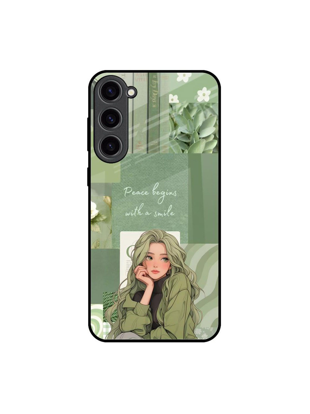 QRIOH Fantasy Girl Floral Printed Samsung Galaxy S23 Plus 5G Glass Back Case