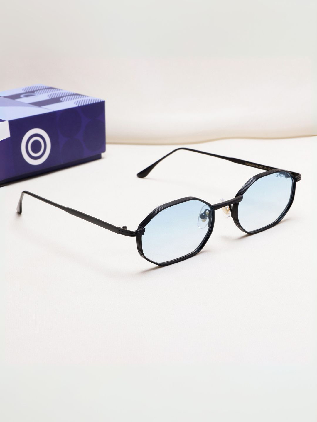 SUNGLASSIC Unisex Opulent Edition Blue Gradient Hexagon Sunglasses Opulent-Black-Blue-Gr