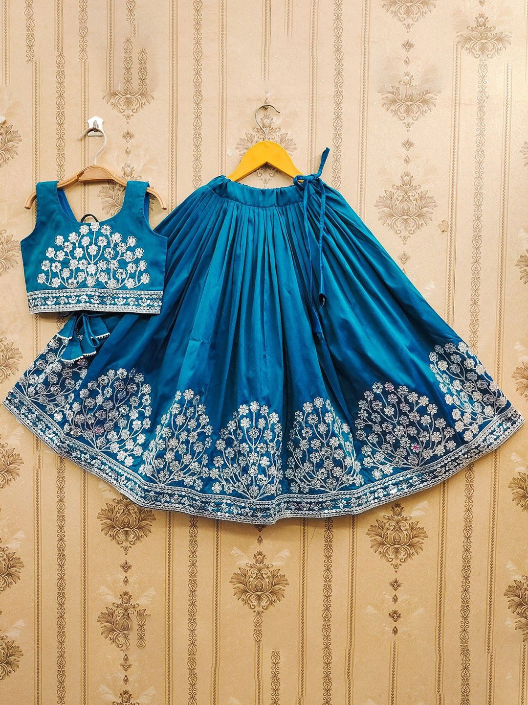 BAESD Girls Floral Embroidered Sequinned Ready to Wear Lehenga & Choli