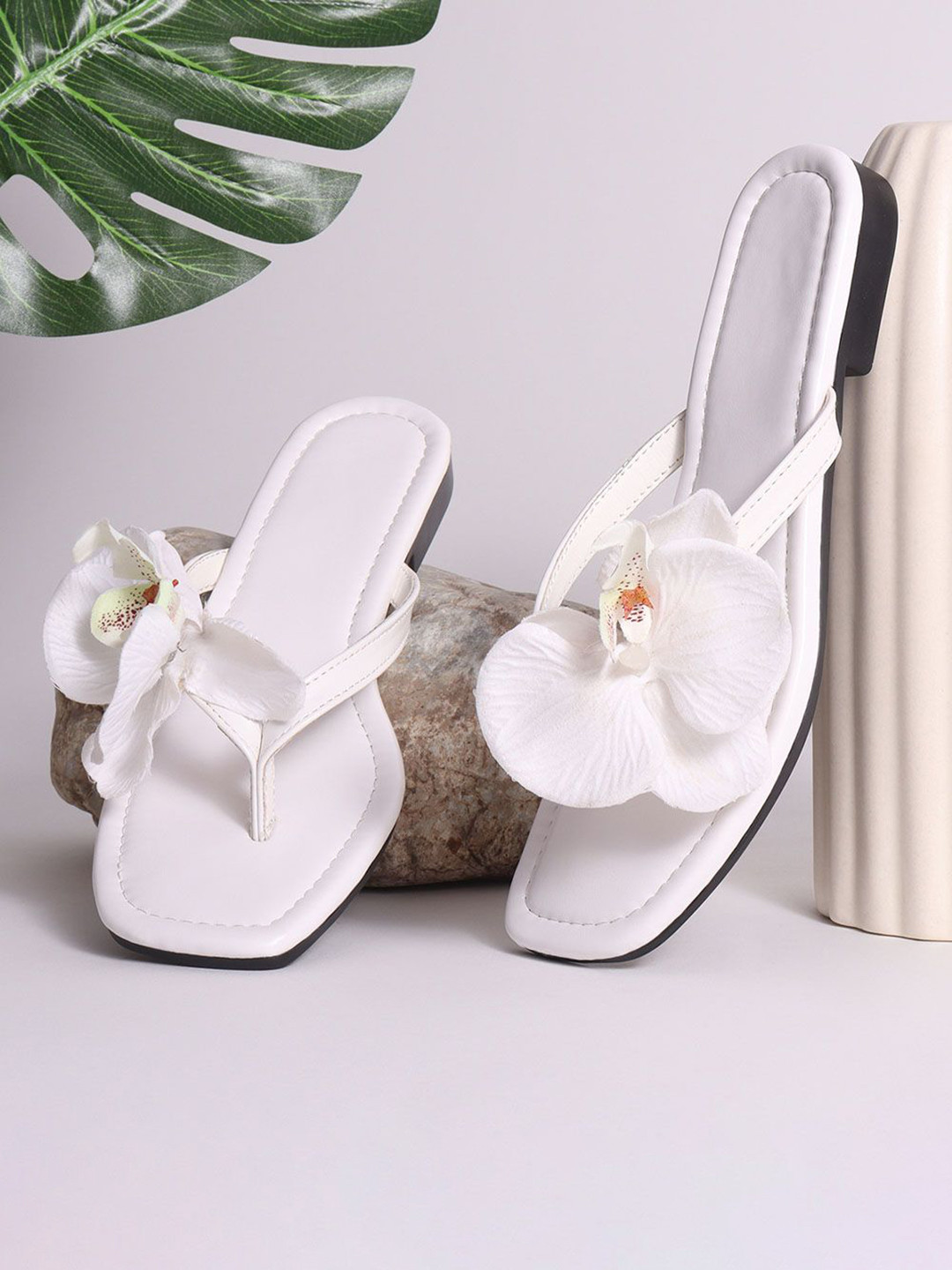 Street Style Store Women Woven Design T-Strap Flats