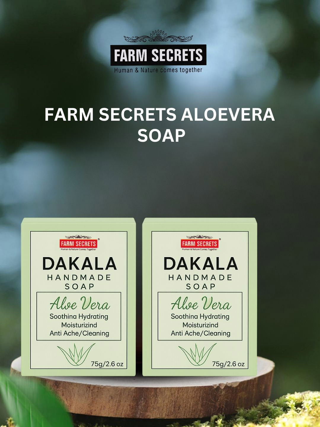 FARM SECRETS Set Of 2 Dakala Herbal Aloe Vera Soap- 75 g Each