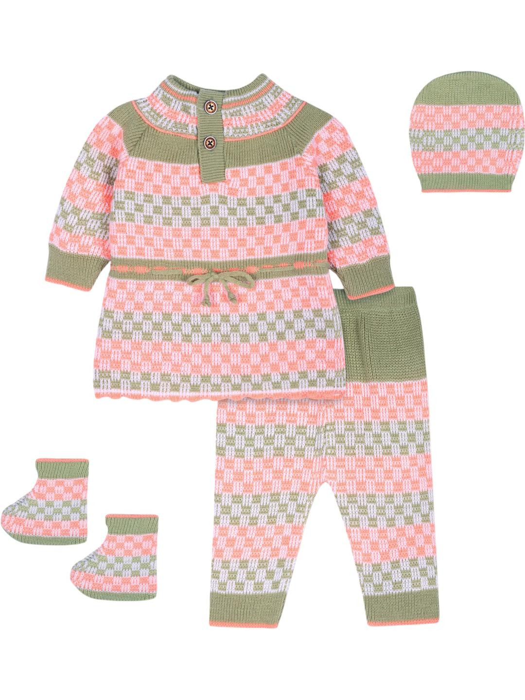 toyific Infants Knitted Warm Wool Winter Set with Booties & Cap