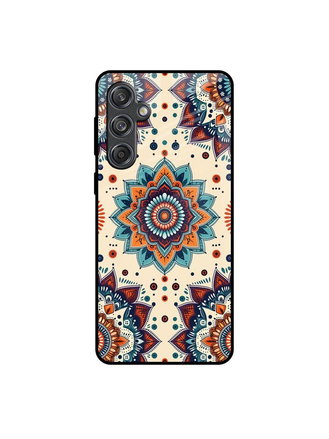 QRIOH Blooming Kaleidoscope Floral Printed Samsung Galaxy M55 5G Glass Back Case