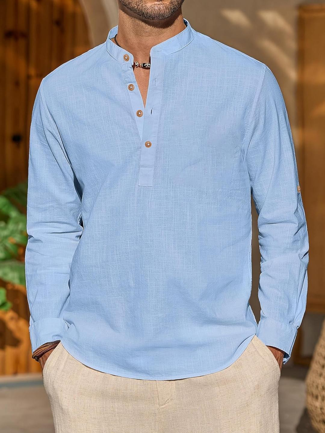 Edin Men Olive Cotton Kurtas