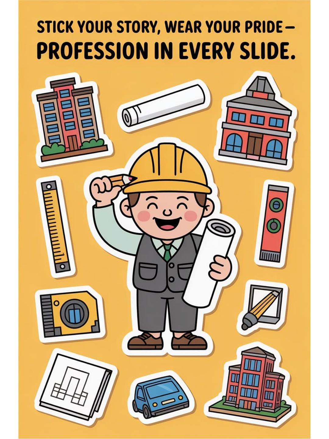 PRINTING DADDY Set Of 55 Profession Themed Vinyl Stickers