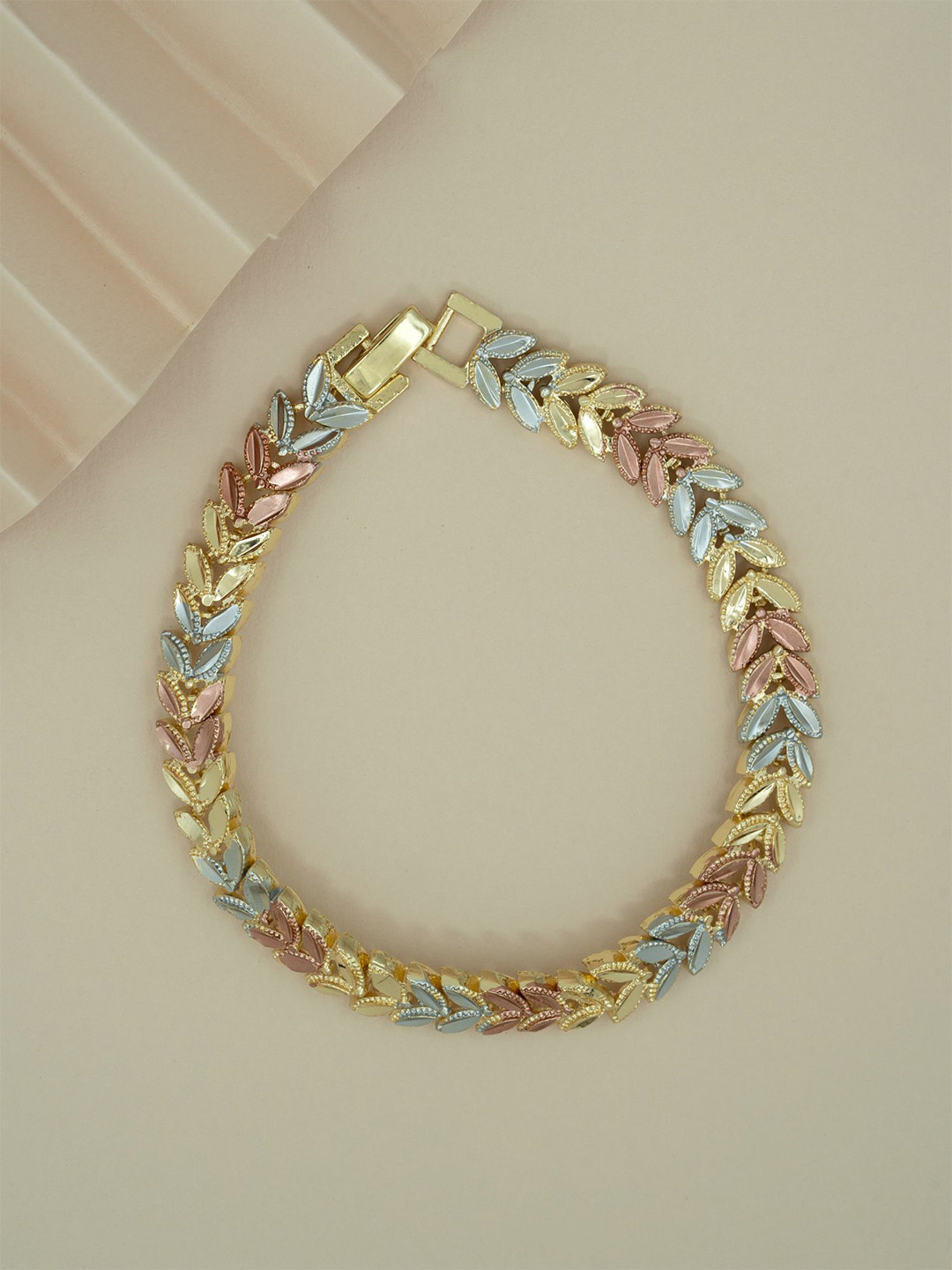 ARTKLIM Stainless Steel Gold-Plated Wraparound Leaf Pattern Bracelet