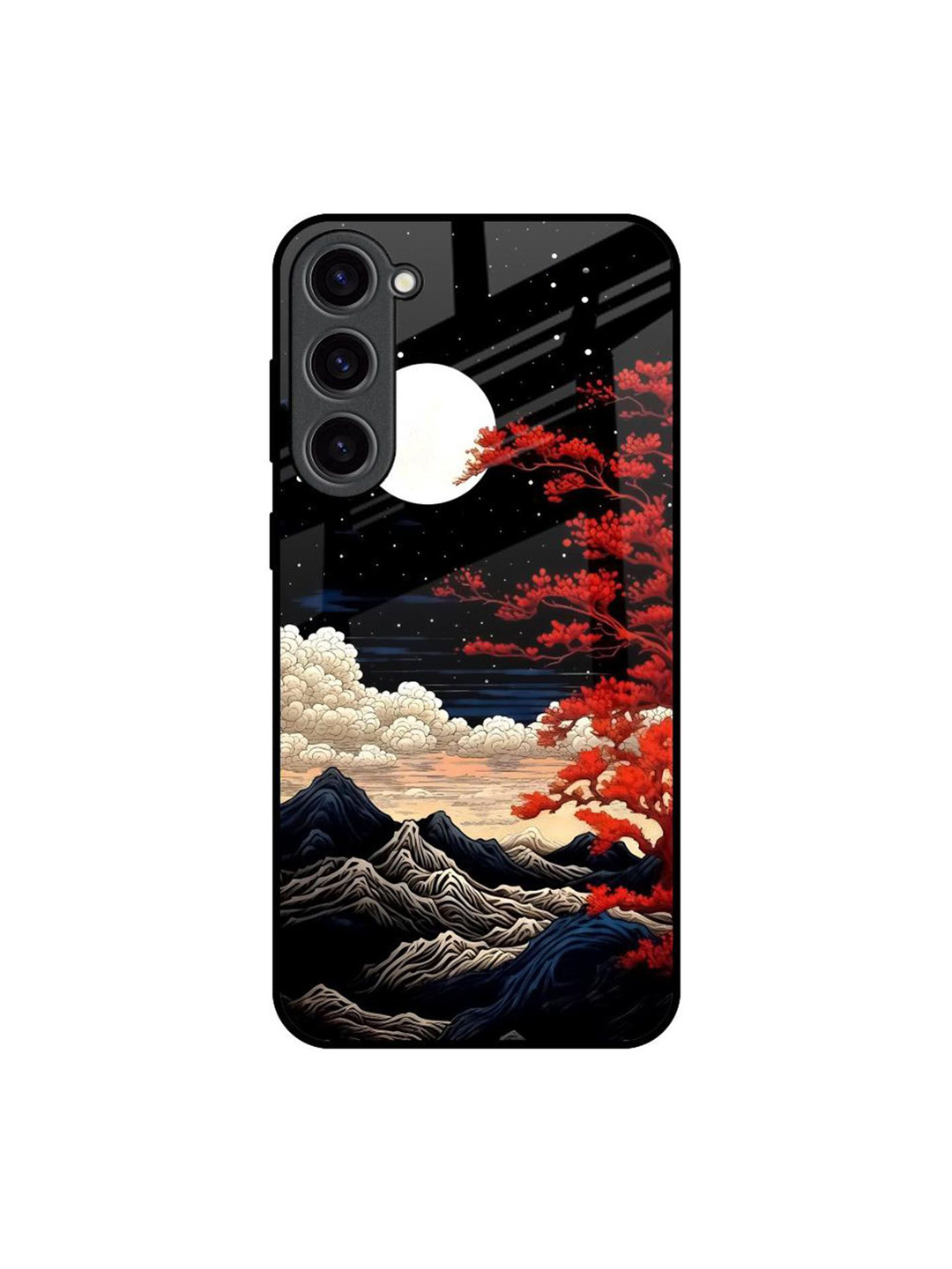 QRIOH Scarlet Serenity Floral Printed Samsung Galaxy S23 Plus 5G Glass Back Case