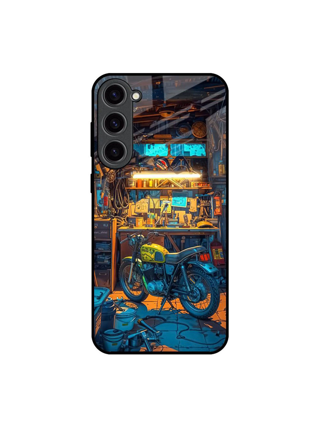 QRIOH Garage Guardian Samsung Galaxy S23 Plus 5G Glass Back Case Mobile Accessories