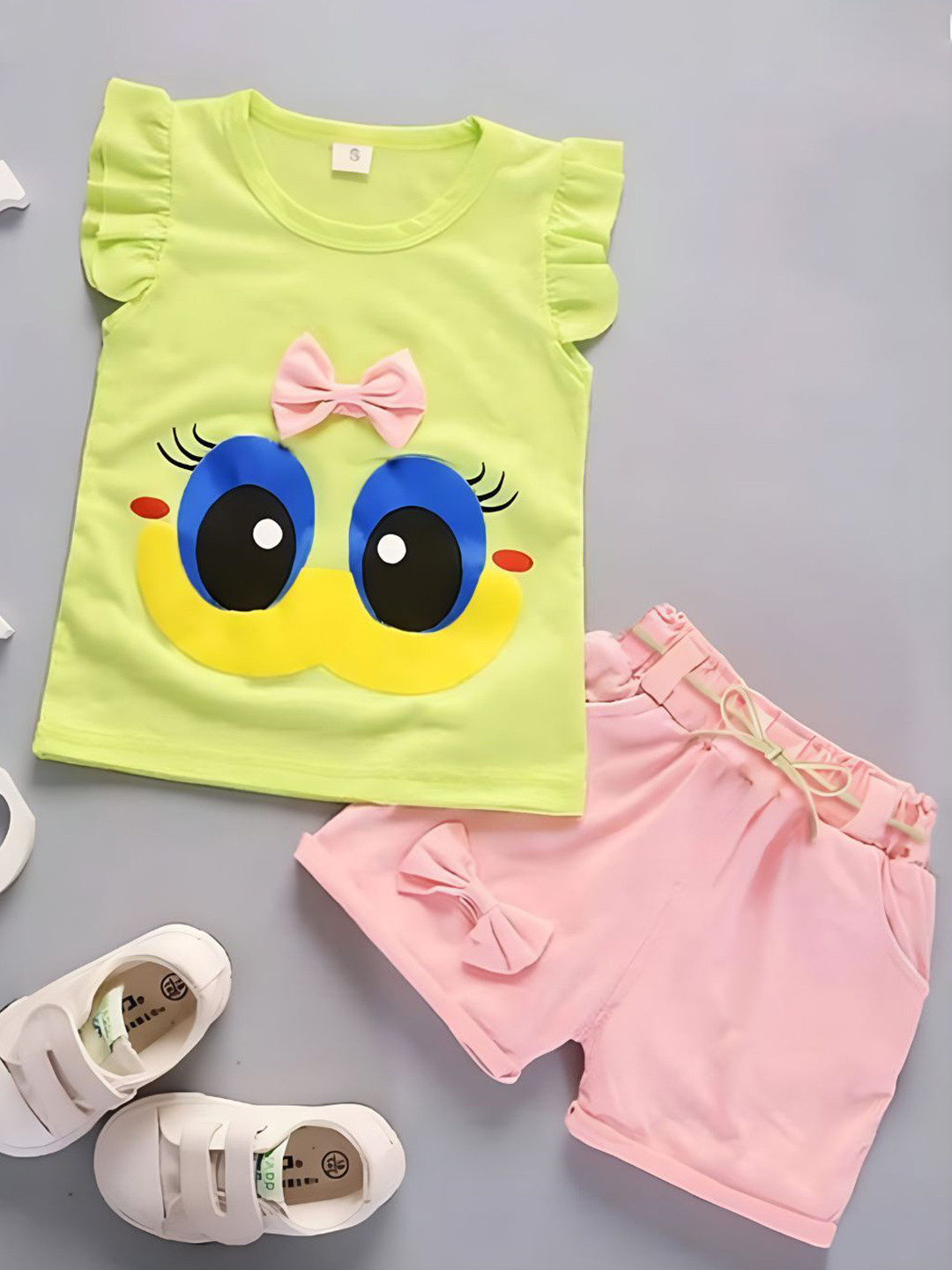 4YOU DRESSES Girls Printed Short Sleeves Top With Shorts