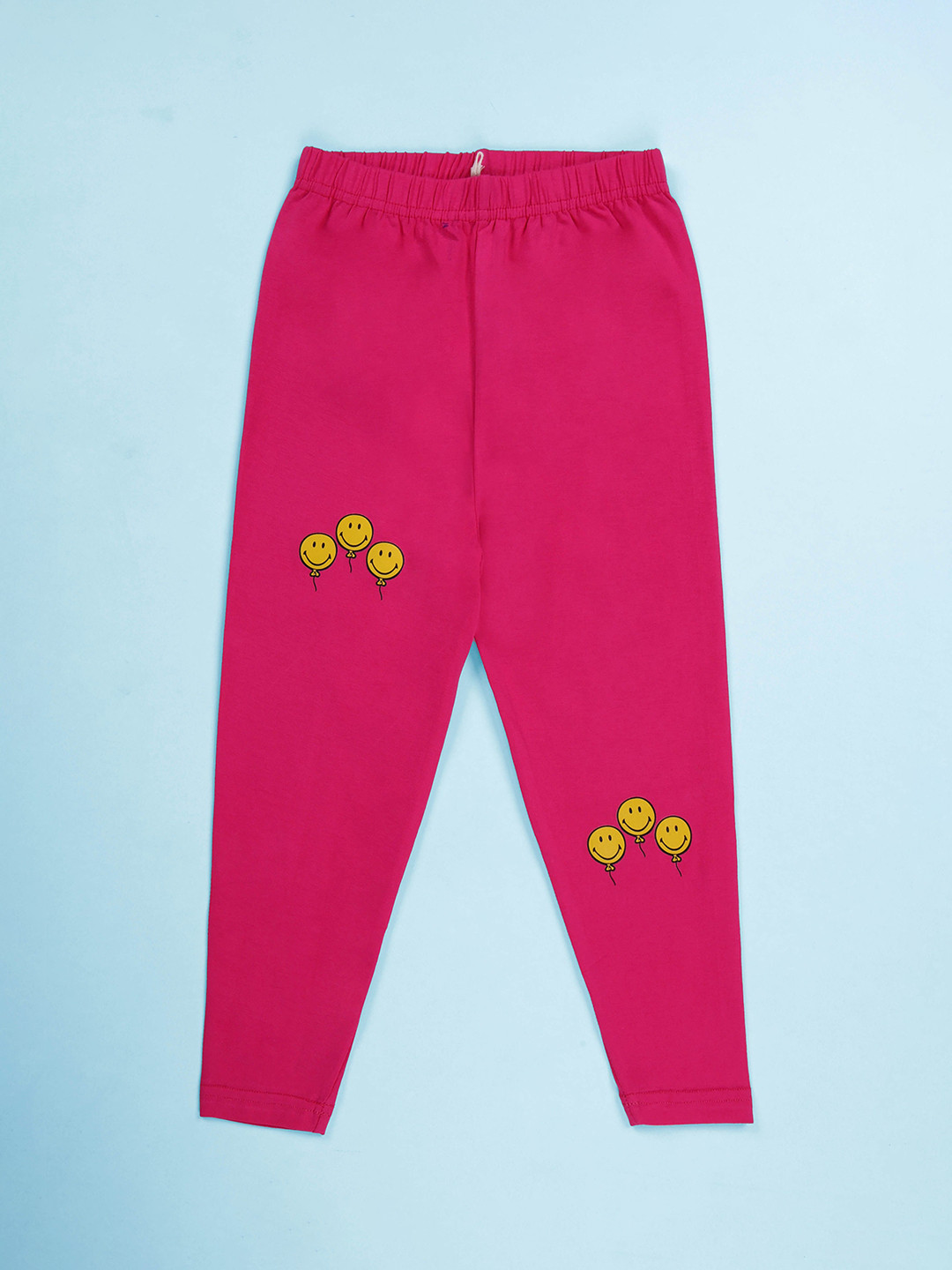 KiddoPanti Girls 3 Balloons with Smiley Printed Ankle-Length Leggings