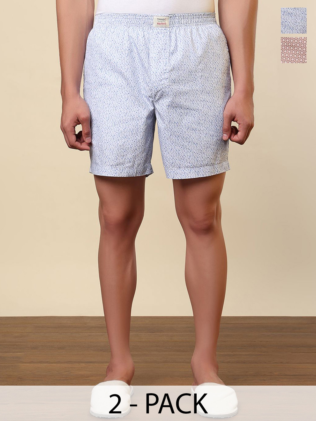 SleepZ by Raymond Pack Of 2 Printed Pure Cotton Mid-Rise Boxer AHBA00002-X1