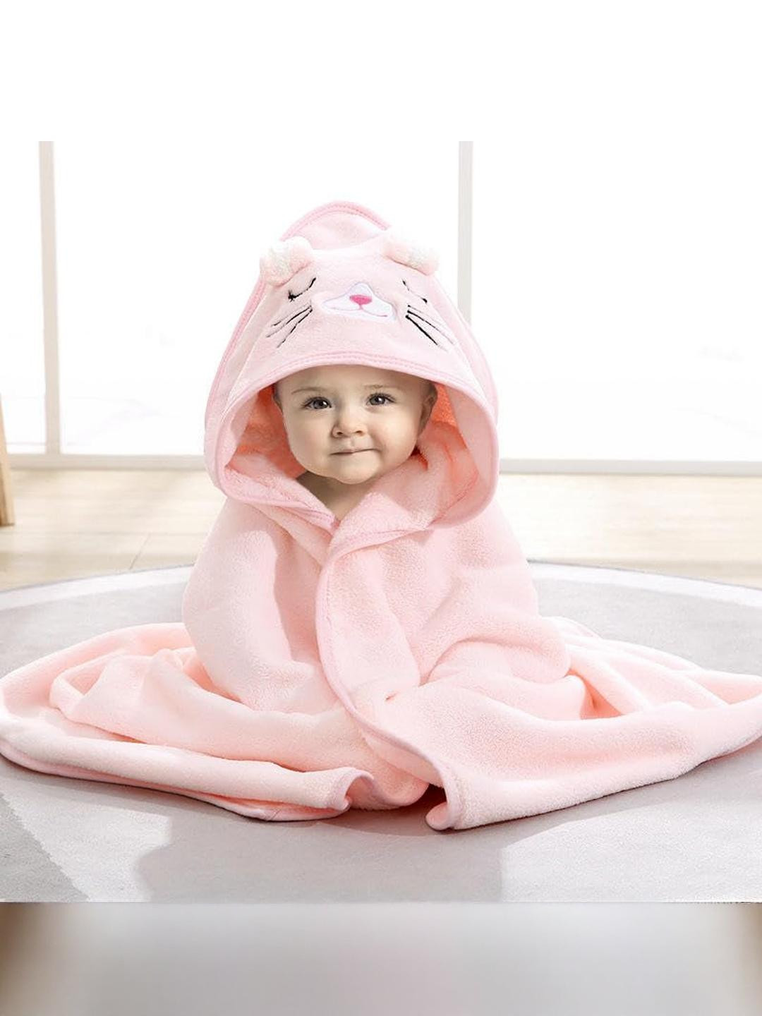 Teri Beri Infants Pink Hooded Premium Soft Bath Towel