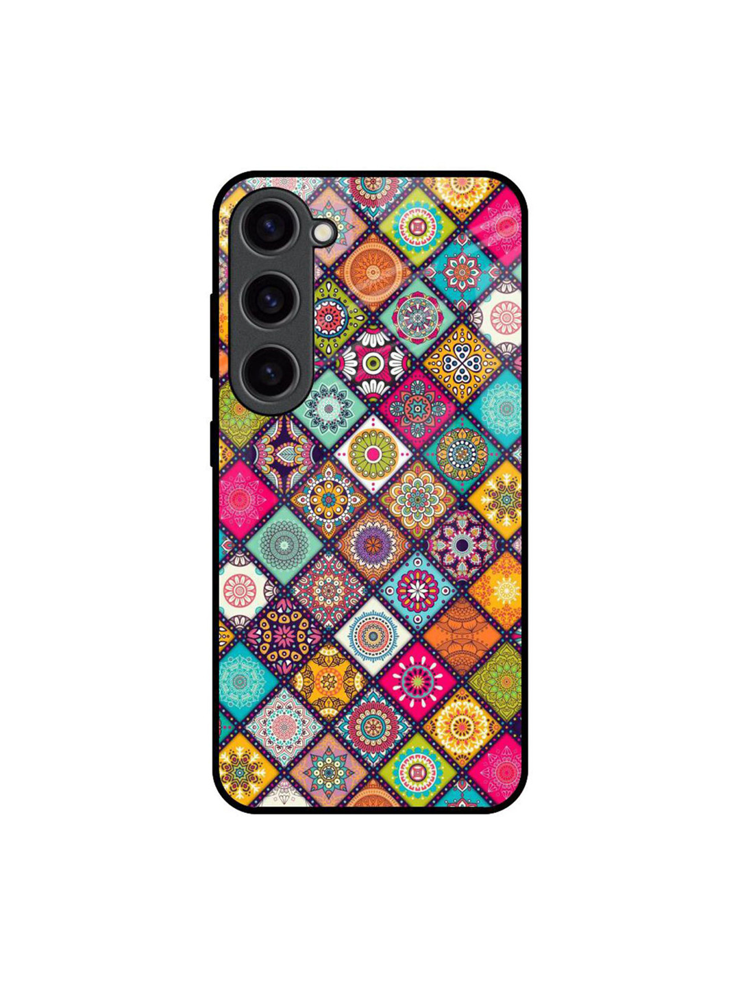 QRIOH Mandala Geometric Printed Samsung Galaxy S23 5G Lightweight Silicone Glass Back Case