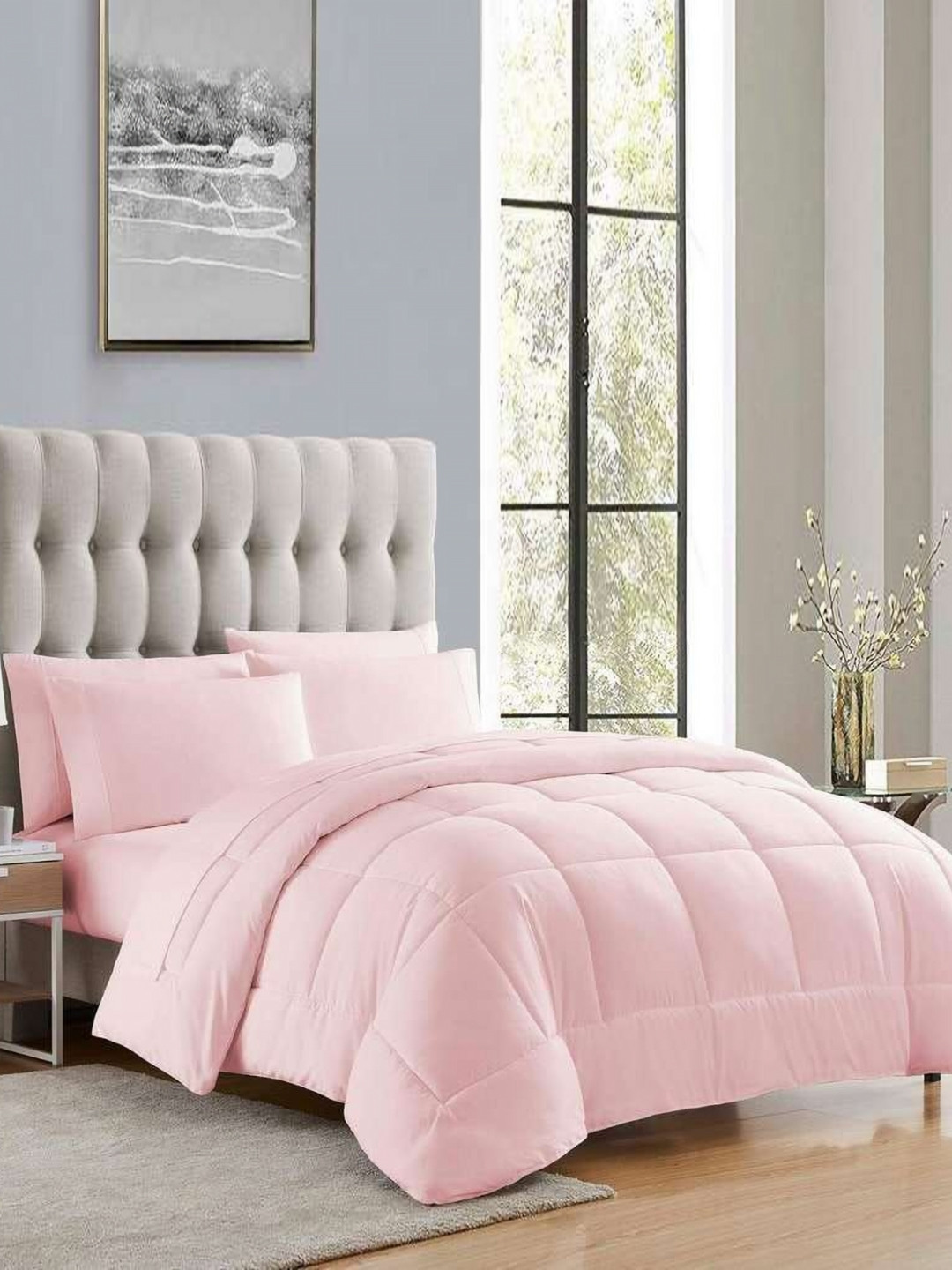 RF RELAXFEEL Peach-Coloured Microfiber Heavy Winter 500 GSM Double Bed Quilt