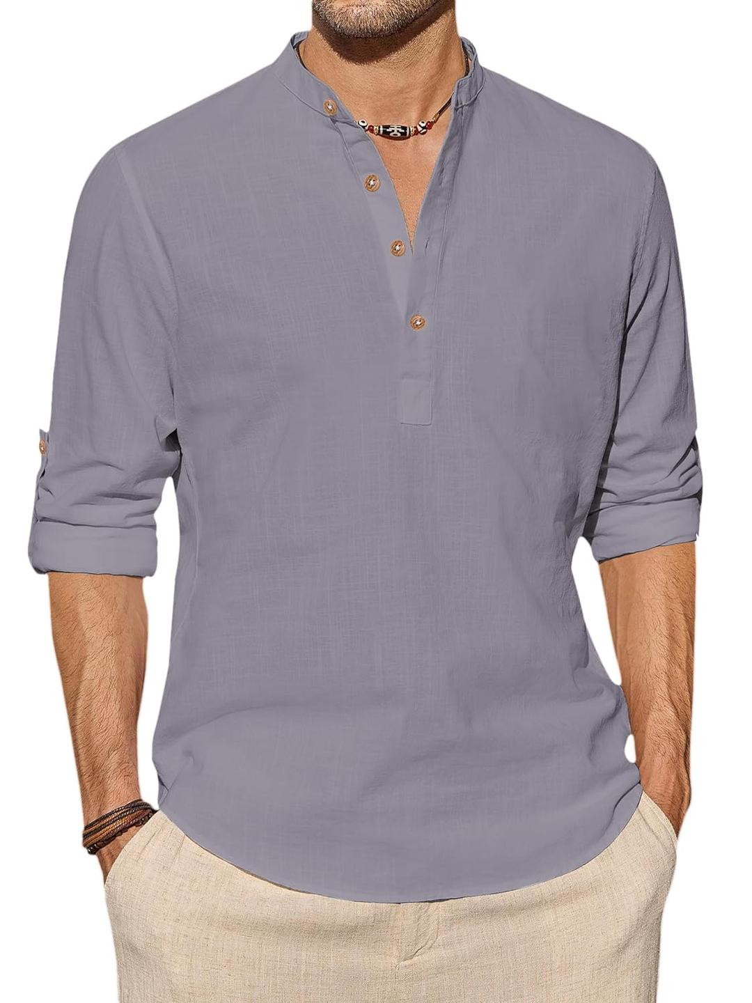 Edin Men Grey Cotton Kurtas